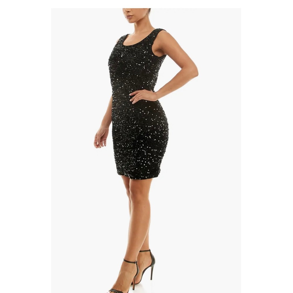 Nina‎ Leonard Dress Size Large Black Sequin Sleeveless Cocktail Party Dress 🖤🖤